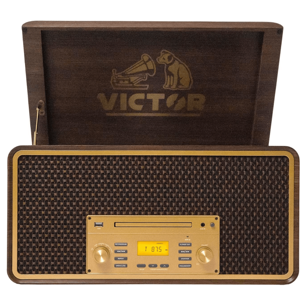 Victor Monument 8-in-1 Wood Music Center Espresso - Refurbished