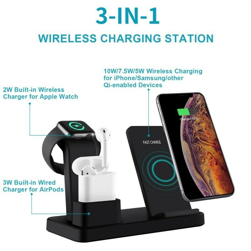 3-in-1 Fast Wireless Chargers Charging Pad for Mobile Phone/Watch